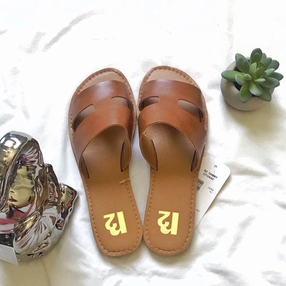 Shoes - Hermes Lookalike H band Tan Slide Sandals
